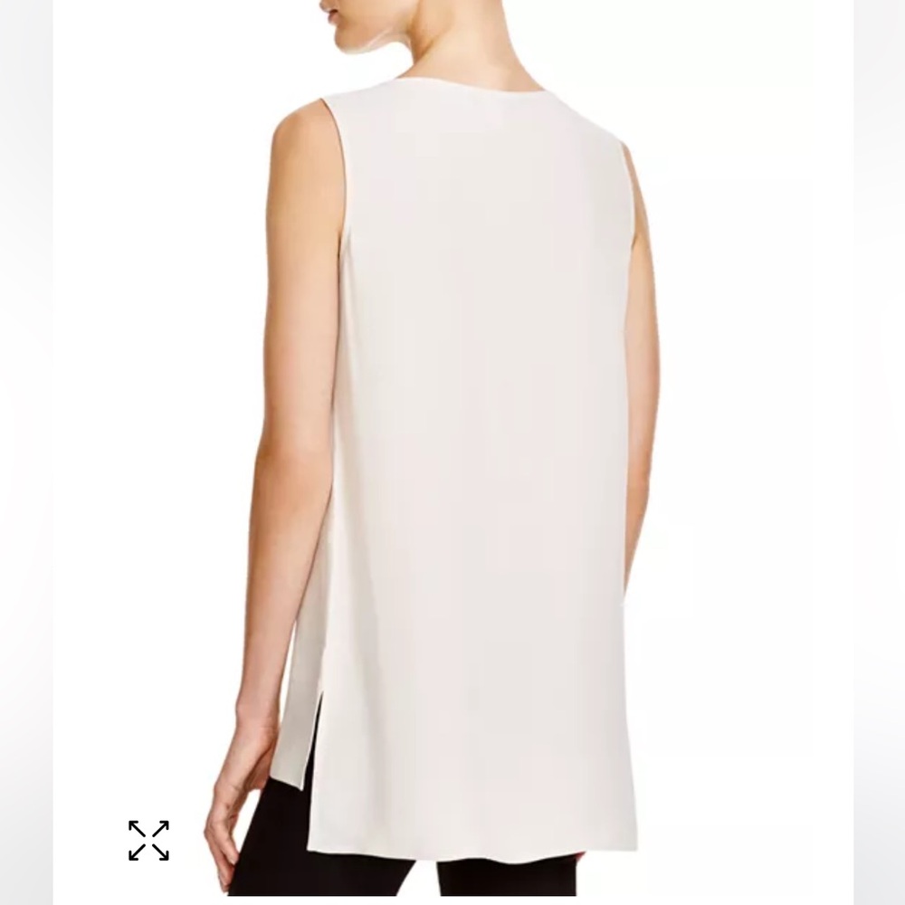 NWT. Eileen Fisher High/Low Silk Georgette Crepe Tank. Small. Bone.